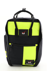Laptop Rucksack schwarz gelb aus upgecycelter Feuerwehrkleidung 38x27x13cm