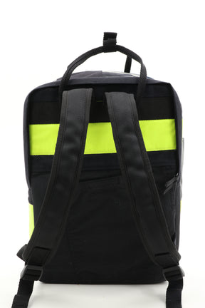 Laptop Rucksack schwarz gelb aus upgecycelter Feuerwehrkleidung 38x27x13cm