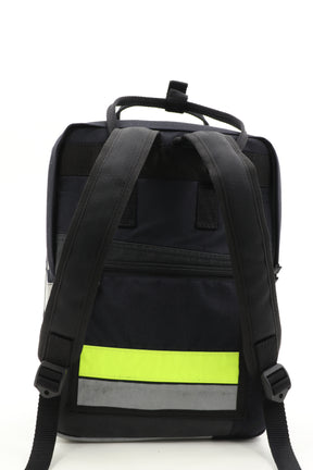 Laptop Rucksack schwarz gelb aus upgecycelter Feuerwehrkleidung 38x27x13cm