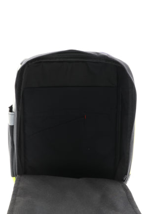Laptop Rucksack schwarz gelb aus upgecycelter Feuerwehrkleidung 38x27x13cm