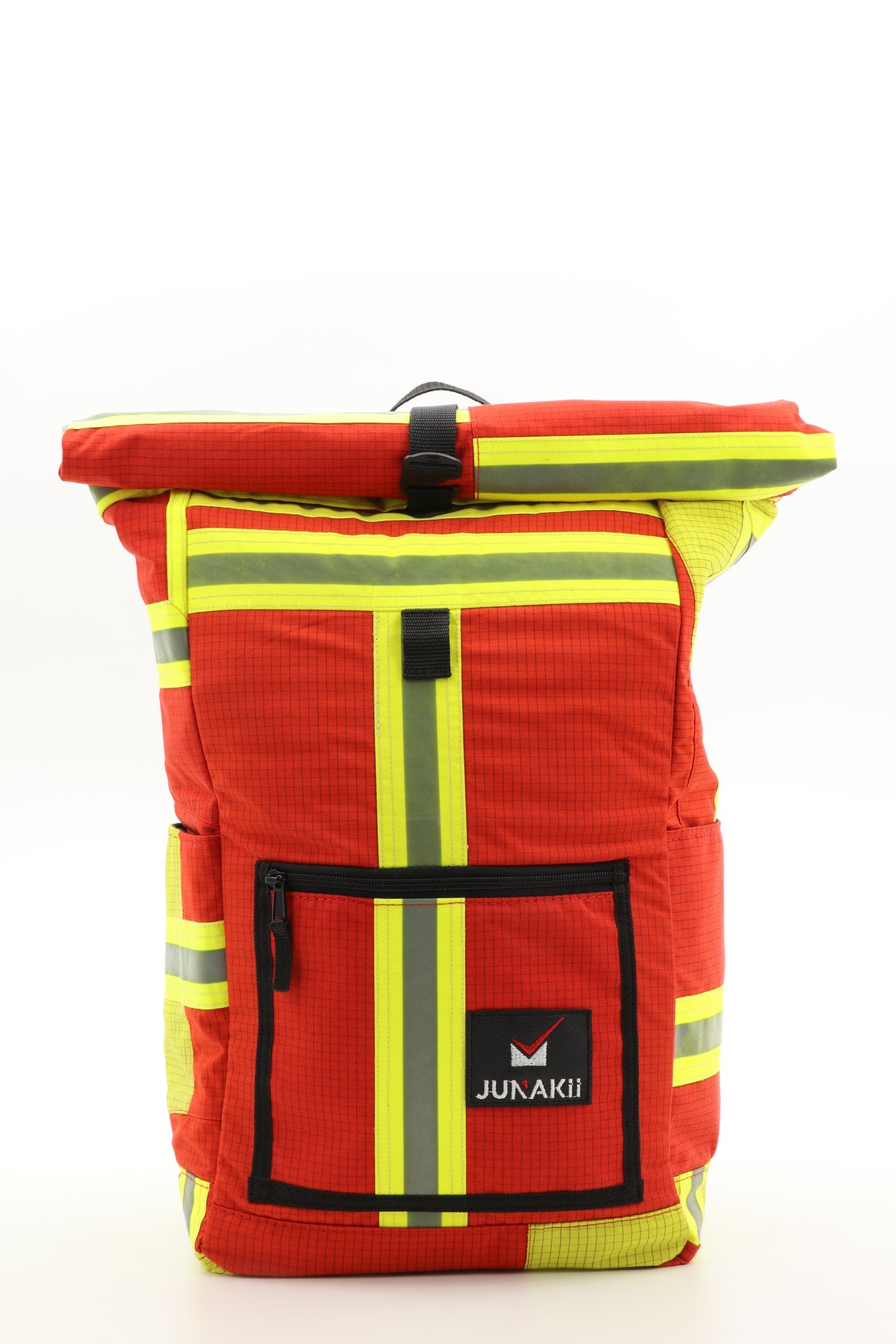 Rolltop Rucksack rot aus upgecycelter Feuerwehrkleidung 63x27x17cm
