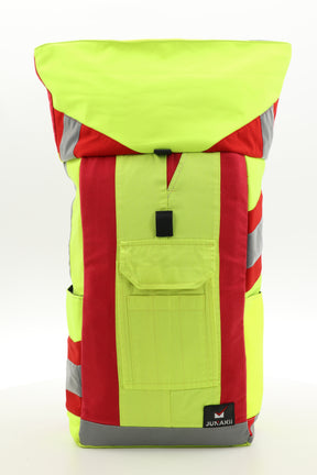 Rolltop Rucksack gelb aus upgecycelter Rettungsdienstkleidung 63x27x17cm