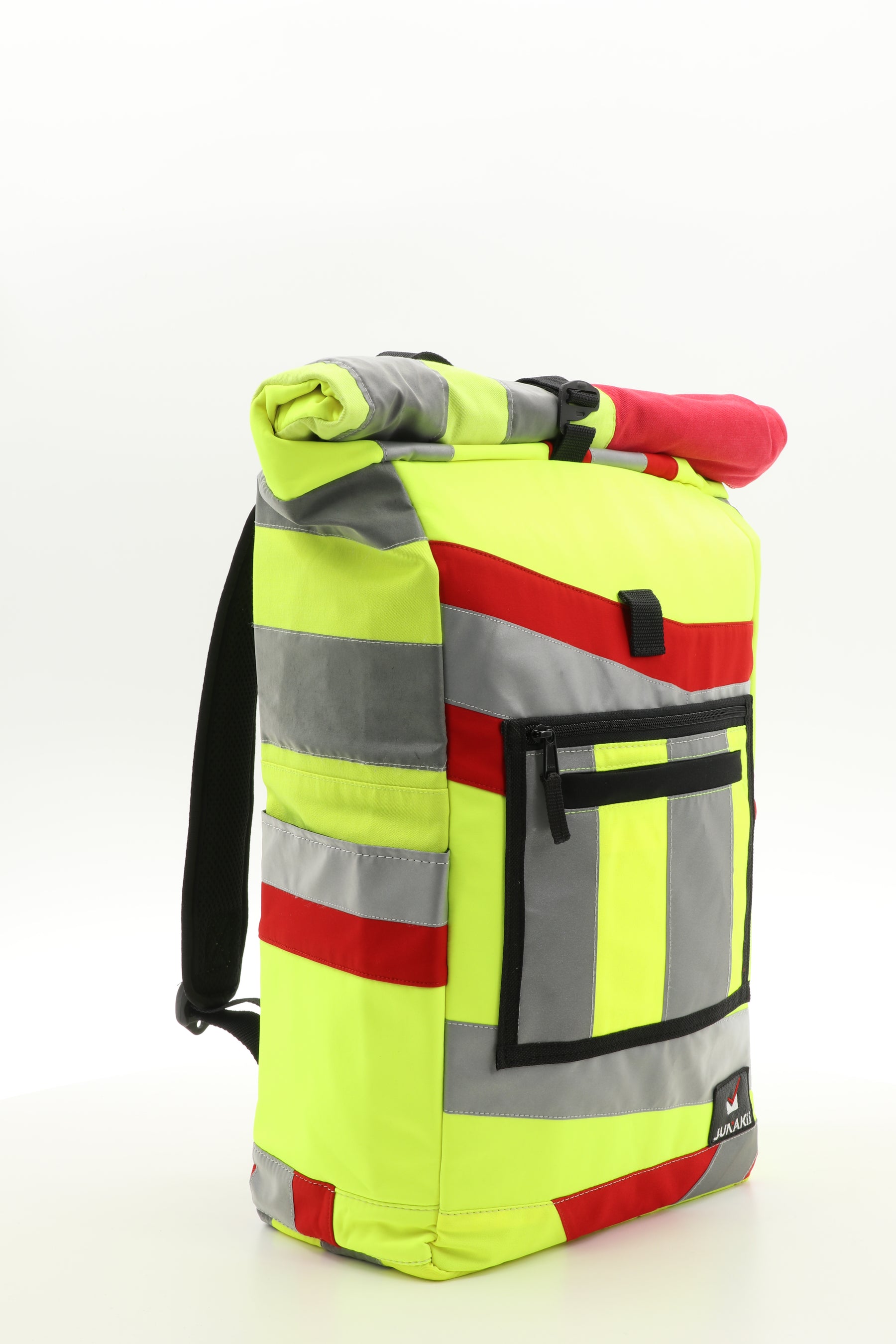 Rolltop Rucksack gelb aus upgecycelter Rettungsdienstkleidung 63x27x17cm