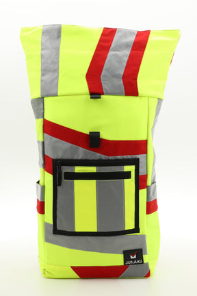 Rolltop Rucksack gelb aus upgecycelter Rettungsdienstkleidung 63x27x17cm