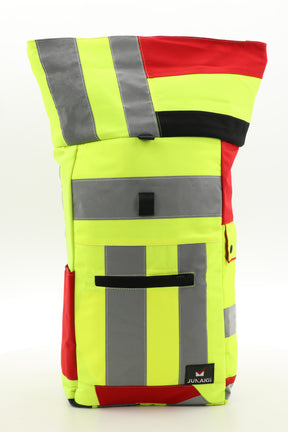 Rolltop Rucksack gelb aus upgecycelter Rettungsdienstkleidung 63x27x17cm